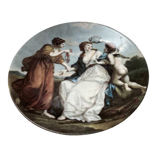 Vintage Depos “Peint a La Main” Hand Painted Plate Wall Hanger For Sale