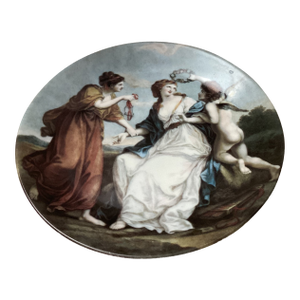 Vintage Depos “Peint a La Main” Hand Painted Plate Wall Hanger