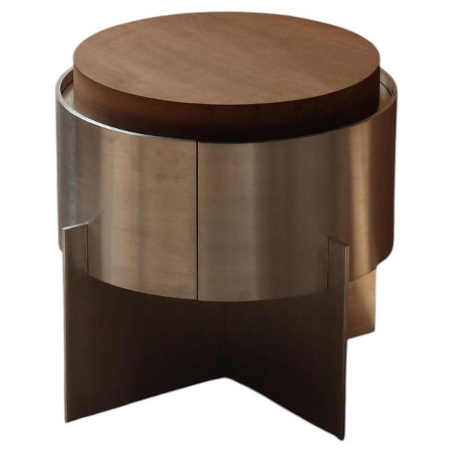 Soft Futurism Lunar Side Table in Aluminum and Walnut by Filippo Andrighetto For Sale - Image 15 of 15