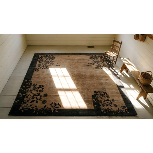 1920s Beige-Brown Floral Modernist Rug Antique Art Deco Runner 2'6'' X 8'10" Carpet For Sale - Image 11 of 12