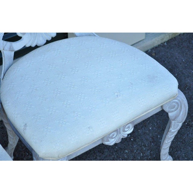 4 Vintage Pulaski Hollywood Regency Cast Iron Shell Grotto Patio Dining