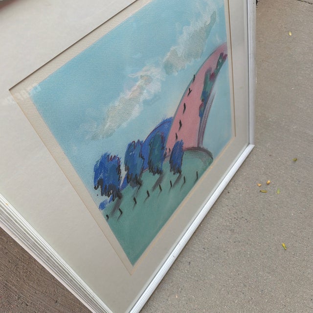 Mid 20th Century Mid-Century Modern J Russell Original Pastel Painting 25 X 25 For Sale In Denver - Image 6 of 8