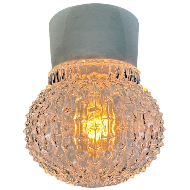 White Vintage White Porcelain Ceiling Light, 1970s For Sale - Image 8 of 9