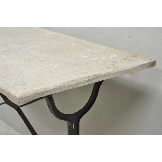 Antique French Victorian Cast Iron Pastry Table Base Marble Top Console Table For Sale - Image 11 of 18