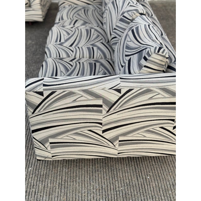 Late 20th-Century Tuxedo Sofas With Abstract Upholstery For Sale - Image 9 of 12