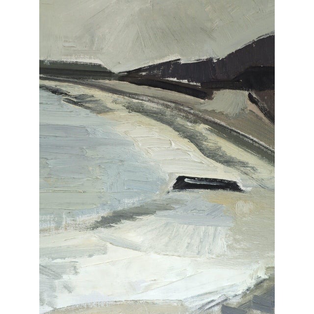 Mid-Century Modern 'Still Coast' Vintage Swedish Abstract Coastal Landscape Oil Painting, Framed For Sale - Image 10 of 13