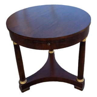 21st Century French Empire Plum Mahogany Round Table. For Sale