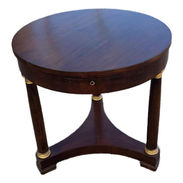 21st Century French Empire Plum Mahogany Round Table. For Sale