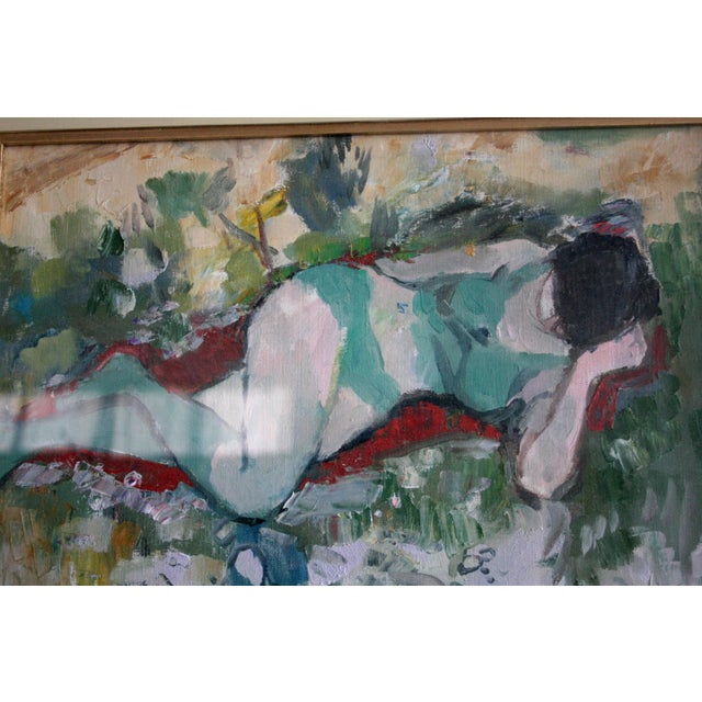 Aqua Savino Labò, Donna Distesa, 1960s, Oil on Canvas For Sale - Image 8 of 8
