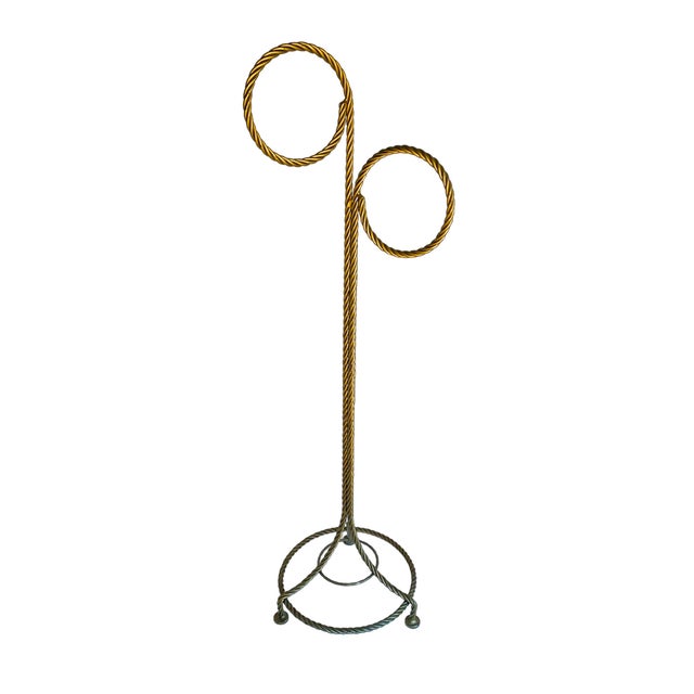 Metal 1970’s Hollywood Regency Braided Gilt Iron 3-Ring Towel Holder / Valet For Sale - Image 7 of 7