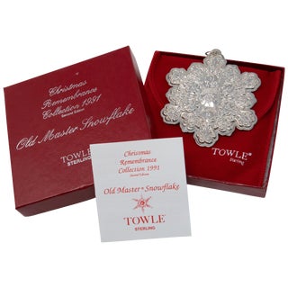1991 Towle Sterling Old Master Snowflake Ornament For Sale