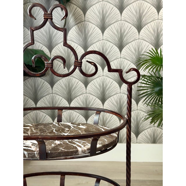 Marble Stone and Wrought Iron Metal 3-Tier Plant Stand or Bar Cart For Sale - Image 15 of 16
