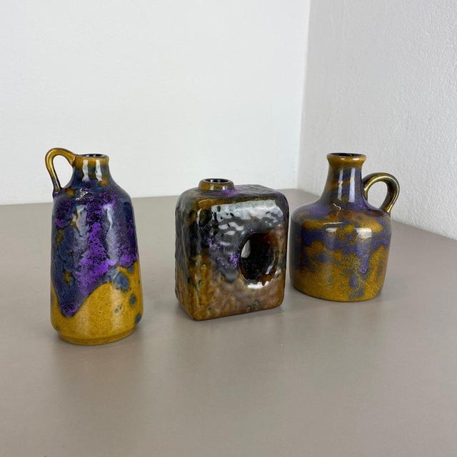 Fat Lava Vases from Marei, Germany, 1970, Set of 3 For Sale - Image 3 of 18