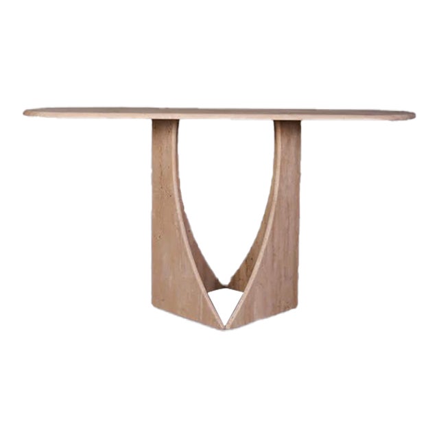 Manchot Travertine Console Table 59" For Sale