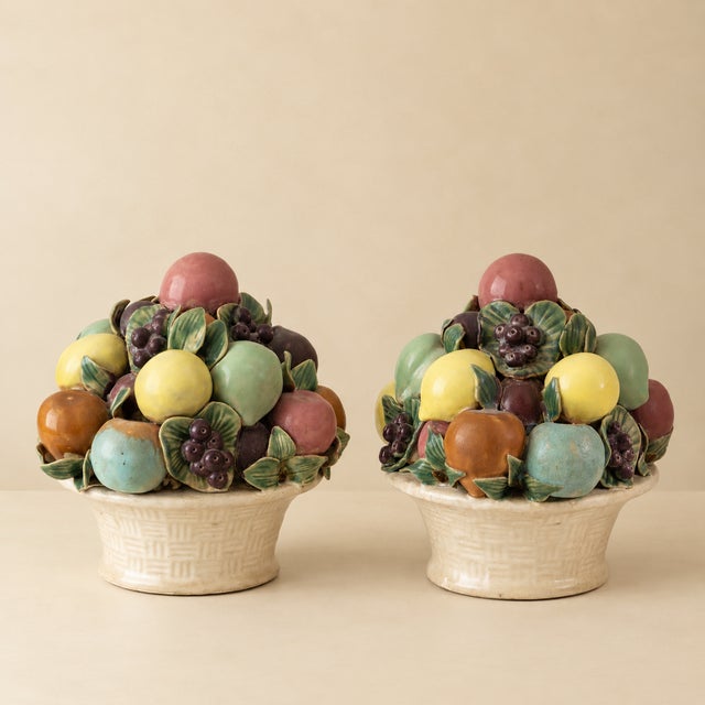 Trompe L'Oeil Earthenware Centerpieces, 1960s, Set of 2 For Sale - Image 4 of 4