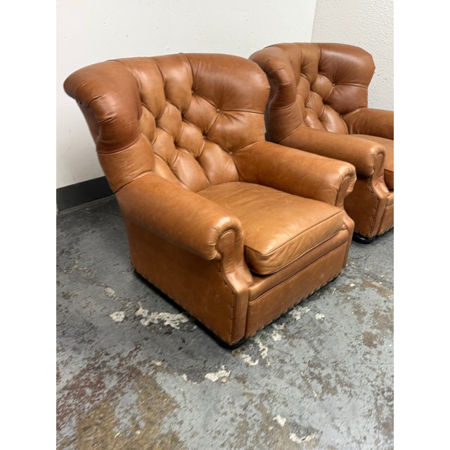 Brown E J Victor for Ralph Lauren Home Writer’s Club Chairs, Pair For Sale - Image 8 of 12