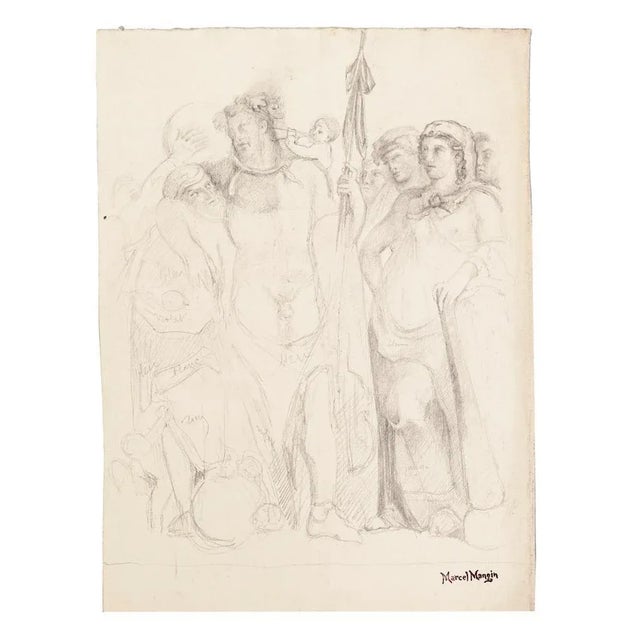 Study of Figures is original drawings on ivory paper, realized by Marcel Mangin (French, 1852 - 1915), with the stamp of...
