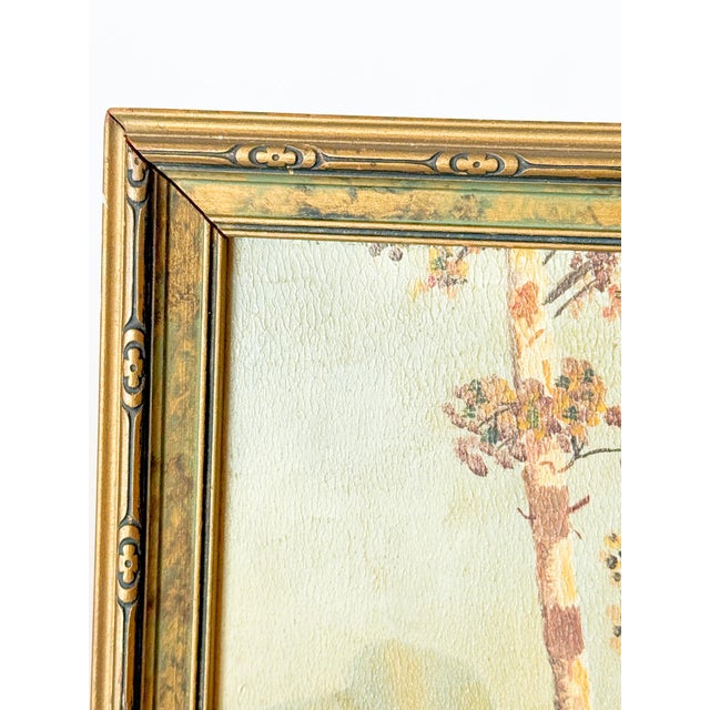 Early 20th Century Riverside Birch Trees Painting on Board by F. Mighell For Sale - Image 4 of 10