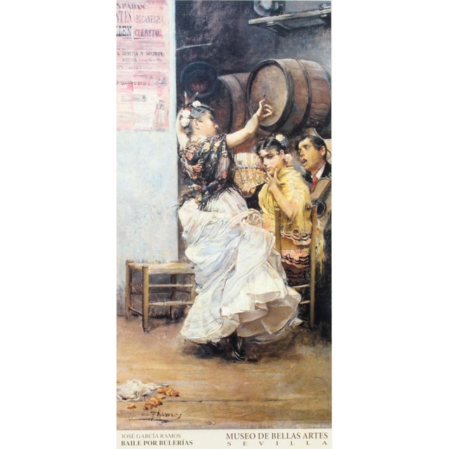 A beautiful vintage framed Spanish museum print of a Flamenco dancer, dating from the second half of the 20th century. The...