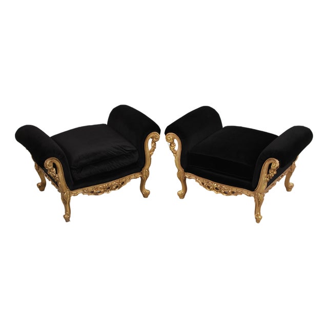 Pair of Pama Louis XV Style Gold Benches For Sale