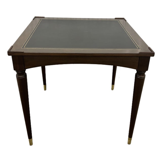 Vintage Leather Top Game & Card Dining Table by Fine Arts Furniture Co. For Sale