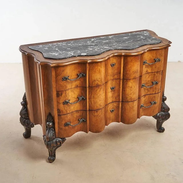 Art Deco Commode in Root with Black Marble Top For Sale - Image 9 of 9