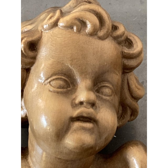 Heavenly Angel Figurines in Carved Wood, Germany, Set of 2 For Sale - Image 6 of 8