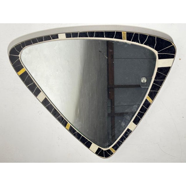 Mid-Century Modern Asymmetrical Mosaic and Brass Free-Form Mirror from Muller, 1950s For Sale - Image 11 of 18