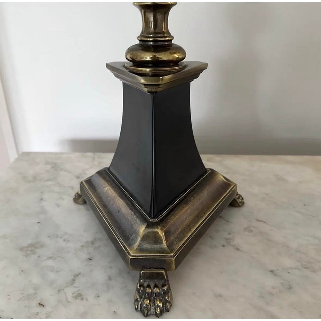 Vintage 1960s Stiffel Neoclassical Style Bronze and Black Enamel Table Lamps - A Pair For Sale In Chicago - Image 6 of 13