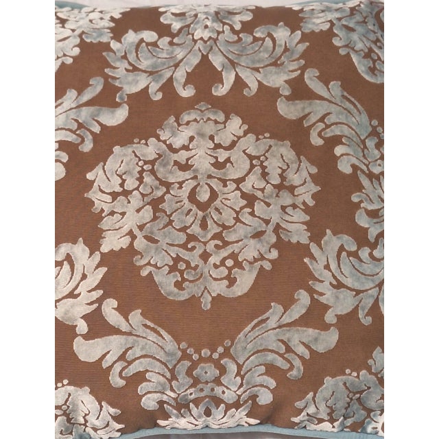 Pair of Velvet & Damask Accent Pillows –17x17 For Sale In Los Angeles - Image 6 of 8