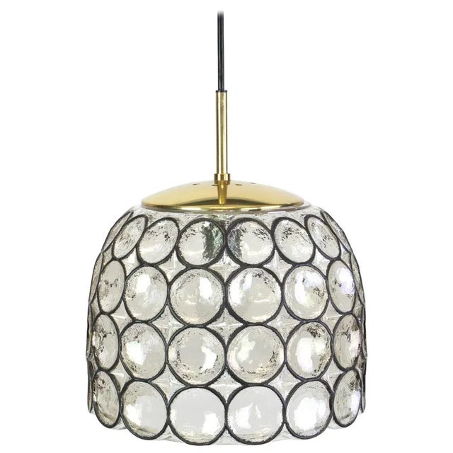 1 of 16 minimalist iron and clear glass pendant light manufactured by limburg glashutte, germany, circa 1960-1969. Heavy...