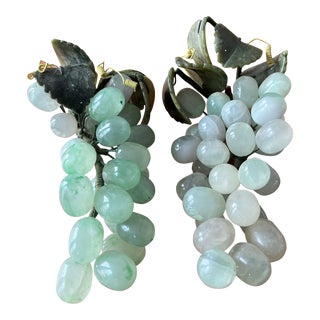1960s Pair of Polished Jade Grape Clusters For Sale