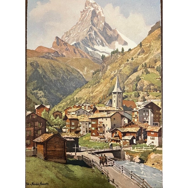 French Vintage Swiss Alps Art Prints - Zermatt Matterhorn Gandria Rosegtal - Set of 4 For Sale - Image 3 of 6