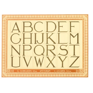 1907 Dutch Letterpress Sheet, Matted (Abcdef Ghijklm Npqrst Uvwxyz) For Sale