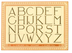 1907 Dutch Letterpress Sheet, Matted (Abcdef Ghijklm Npqrst Uvwxyz)