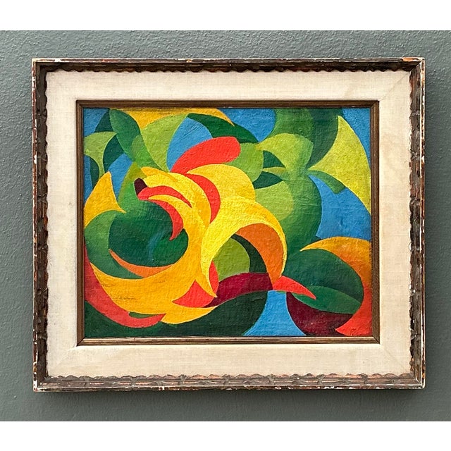 Vintage MCM Original Abstract Oil on Canvas For Sale - Image 4 of 12