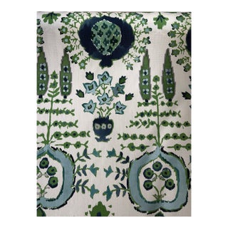 Thibaut Fabric F916240 | Mendoza Suzani, Blue and Green on White 9 6/8 Yards For Sale