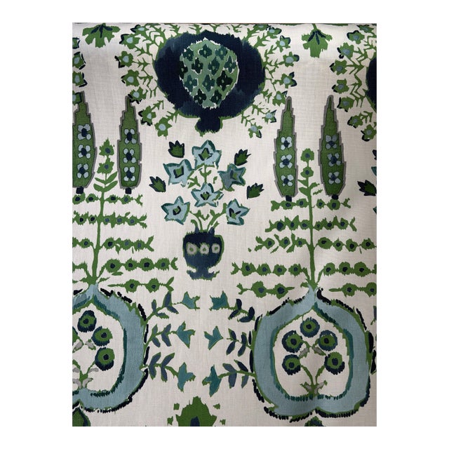 Thibaut Fabric F916240 | Mendoza Suzani, Blue and Green on White 9 6/8 Yards For Sale