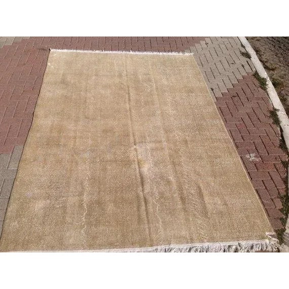 A one of a kind hand made Turkish Oushak Rug. This gorgeous hand knotted area rug is made in 1940's by Anatolian tribals....