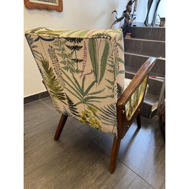 Mid-Century Modern Vintage Armchair with Floral Upholstery, 1950s For Sale - Image 3 of 11