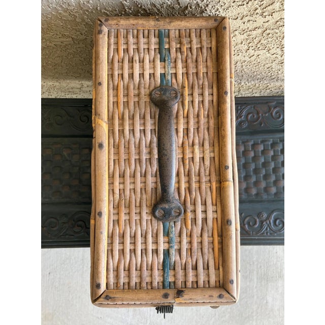 Mid 20th-Century Bamboo & Rattan Carrier Basket For Sale - Image 12 of 13