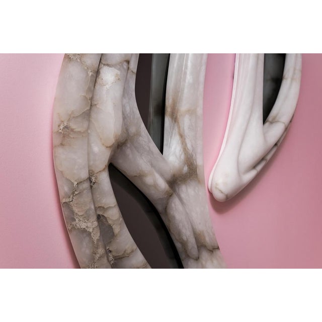 Aqua Fossil II Mirrors in Alabaster and Mirror Glass by Amarist Studio, Set of 2 For Sale - Image 4 of 16
