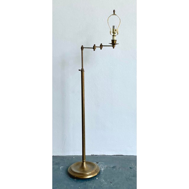 Vintage Regency Brass Articulated Floor Lamp For Sale - Image 4 of 10