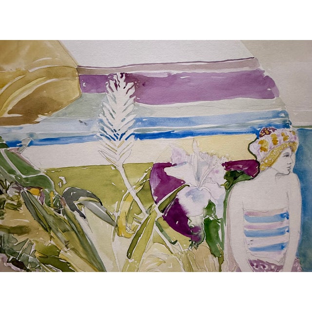 Woman by the Sea, Contemporary Expressionist, Framed Watercolor, Artist John Bunker For Sale - Image 9 of 11
