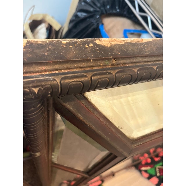 Vintage Large Beveled Mirror Edge Mirror For Sale - Image 4 of 10