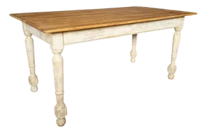 19th Century French Pine Wood Farm Table with a Painted Base