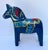 Vintage solid wood Dala horse in hand-painted in ultramarine blue gloss with red, yellow and blue decoration, completed in...