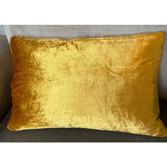 Hollywood Regency Luxurious Gold Hand Embroidered 12x18 Boudoir Pillow Abc Carpet & Home For Sale - Image 4 of 4