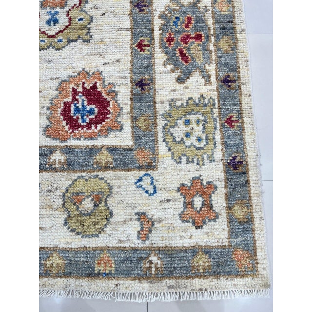 Contemporary 9x12 Sumptuous Fiona Ivory Abstract Floral Geometric Handknotted Wool Carpet Rug For Sale - Image 3 of 7