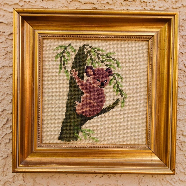 1970s Framed Koala Bear Needlepoint For Sale - Image 12 of 13